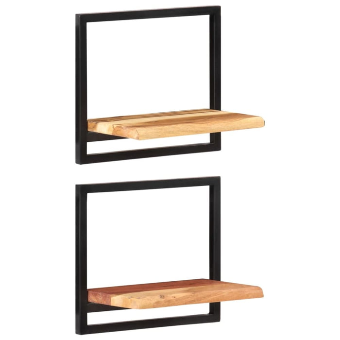 Wall Shelves 2 Pcs 40x24x35 Cm Solid Wood Acacia And Steel