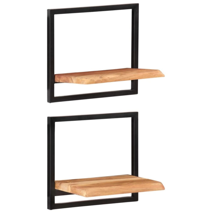 Wall Shelves 2 Pcs 40x24x35 Cm Solid Wood Acacia And Steel