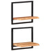 Wall Shelves 2 Pcs 40x24x35 Cm Solid Wood Acacia And Steel