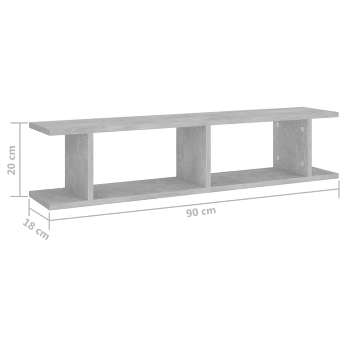 Wall Shelves 2 Pcs Concrete Grey 90x18x20 Cm Chipboard