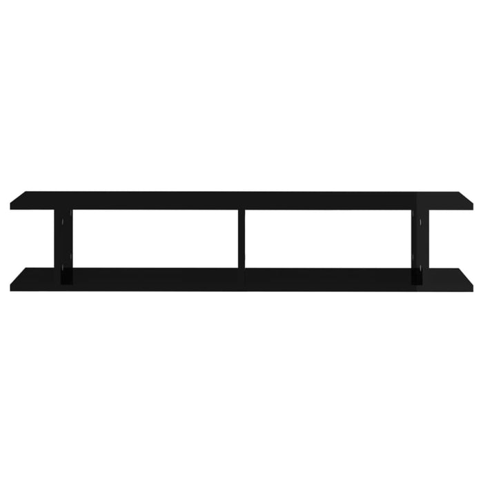 Wall Shelves 2 Pcs Glossy Look Black 105x18x20cm Chipboard