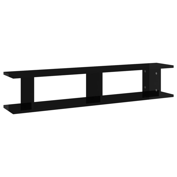 Wall Shelves 2 Pcs Glossy Look Black 105x18x20cm Chipboard