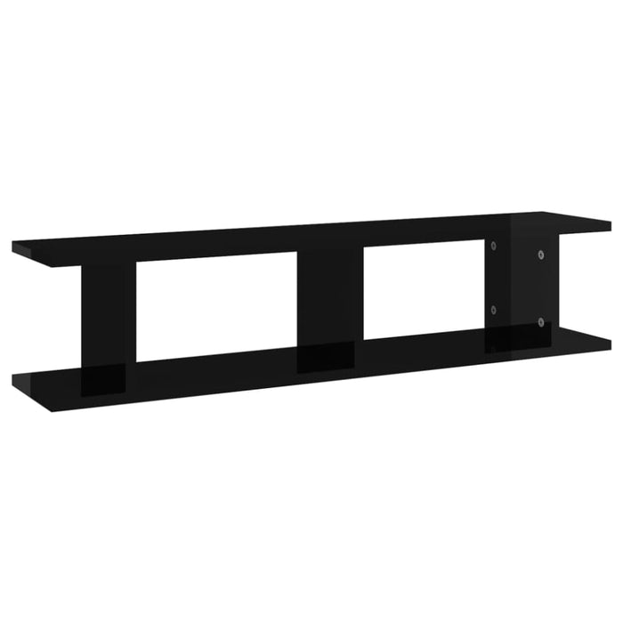 Wall Shelves 2 Pcs Glossy Look Black 90x18x20 Cm Chipboard