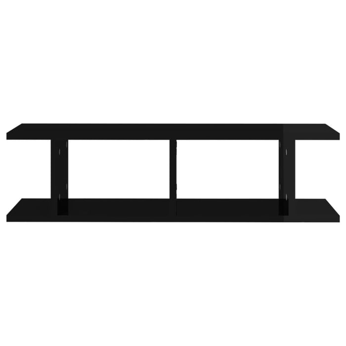 Wall Shelves 2 Pcs Glossy Look Black Chipboard Nbioka