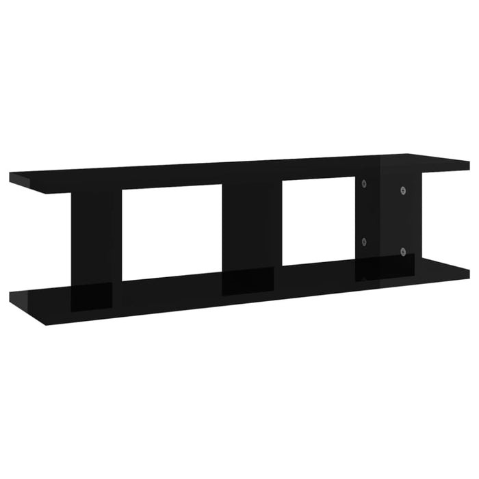 Wall Shelves 2 Pcs Glossy Look Black Chipboard Nbioka