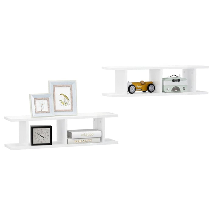 Wall Shelves 2 Pcs Glossy Look White 78x18x20 Cm Chipboard