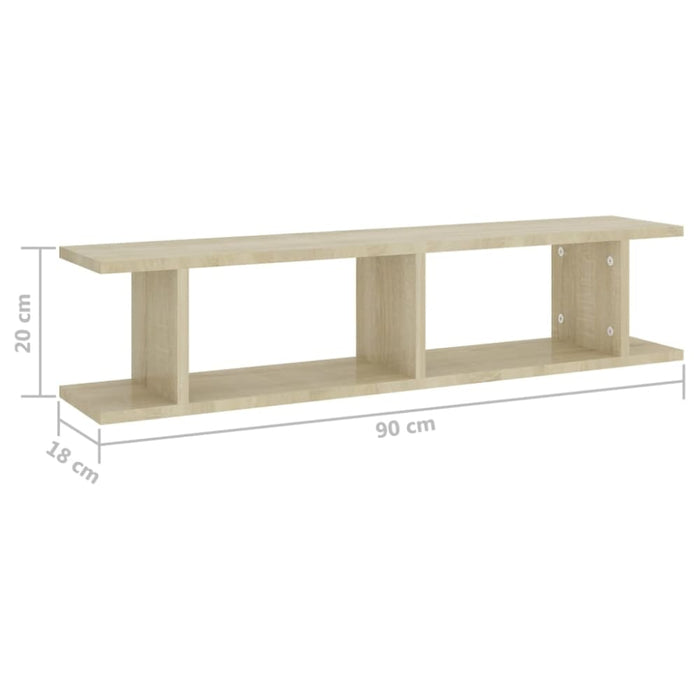 Wall Shelves 2 Pcs Sonoma Oak 90x18x20 Cm Chipboard Nbiokk