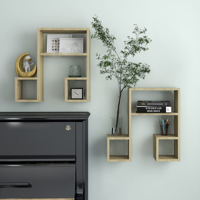 Wall Shelves 2 Pcs Sonoma Oak Chipboard Nbixaa