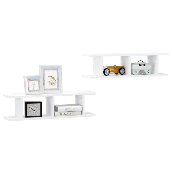 Wall Shelves 2 Pcs White Chipboard Nbioni