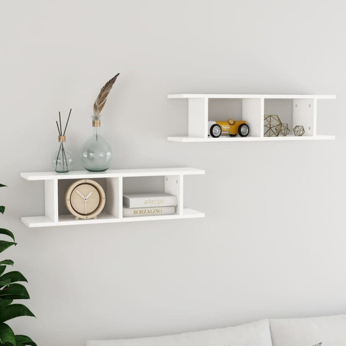 Wall Shelves 2 Pcs White Chipboard Nbioni