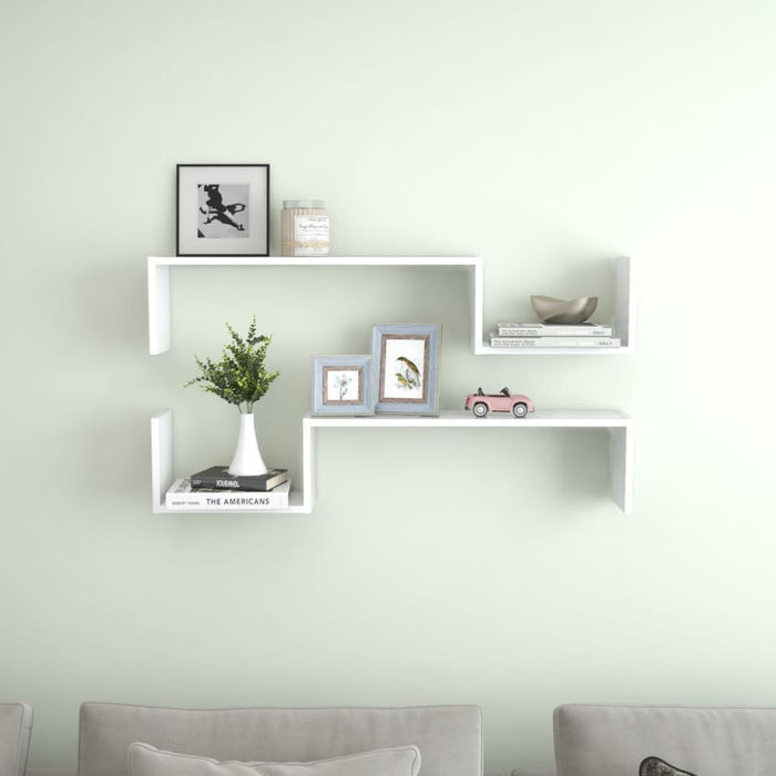 Wall Shelves 2 Pcs White Chipboard Nbixln