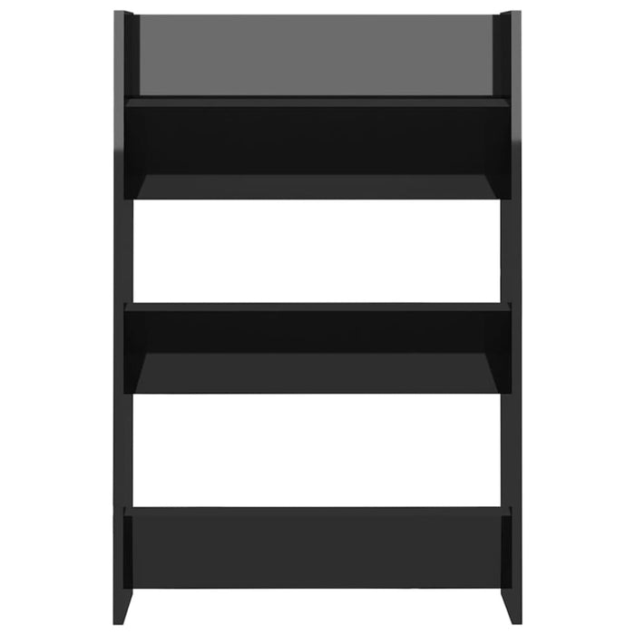 Wall Shoe Cabinet Glossy Look Black 60x18x90 Cm Chipboard