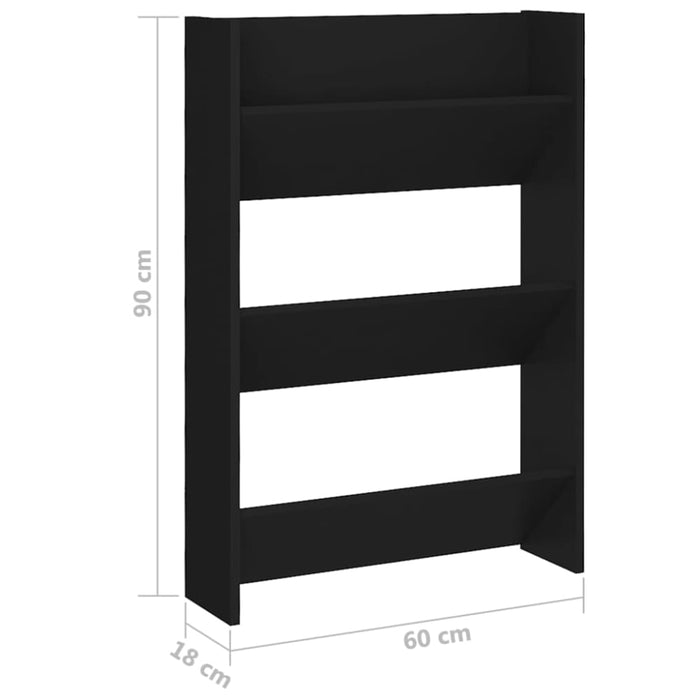 Wall Shoe Cabinets 2 Pcs Black 60x18x90 Cm Chipboard Nblilx