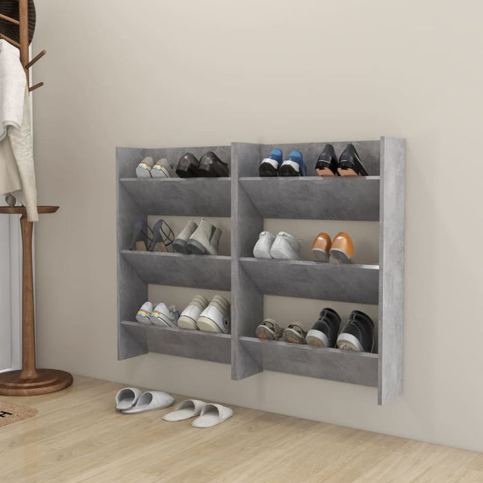 Wall Shoe Cabinets 2 Pcs Concrete Grey 60x18x90 Cm