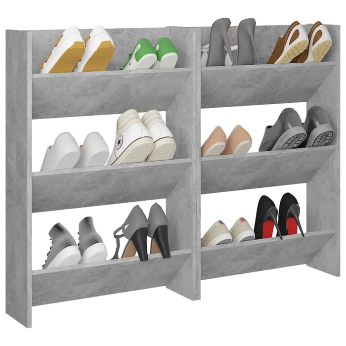 Wall Shoe Cabinets 2 Pcs Concrete Grey 60x18x90 Cm