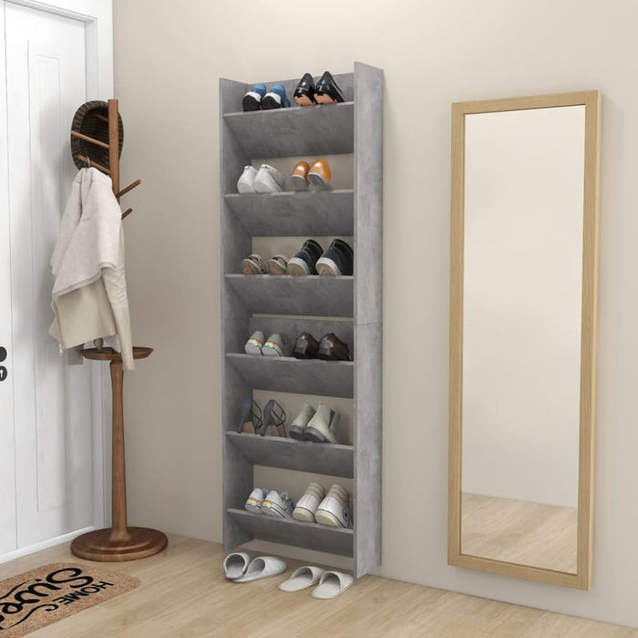 Wall Shoe Cabinets 2 Pcs Concrete Grey 60x18x90 Cm