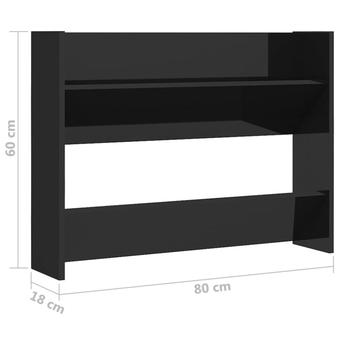 Wall Shoe Cabinets 2 Pcs Glossy Look Black 80x18x60 Cm