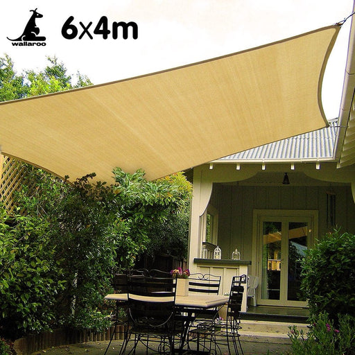 Wallaroo Rectangular Shade Sail 6m x 4m - Sand