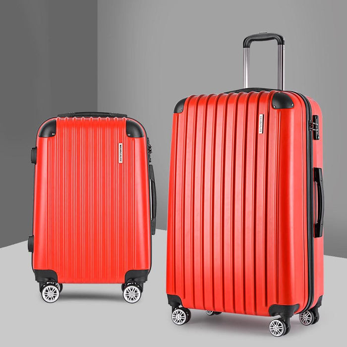 Wanderlite 2 Piece Lightweight Hard Suit Case Luggage Red