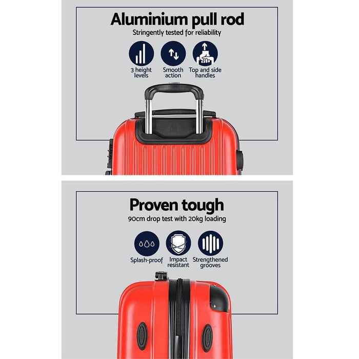 Wanderlite 2 Piece Lightweight Hard Suit Case Luggage Red