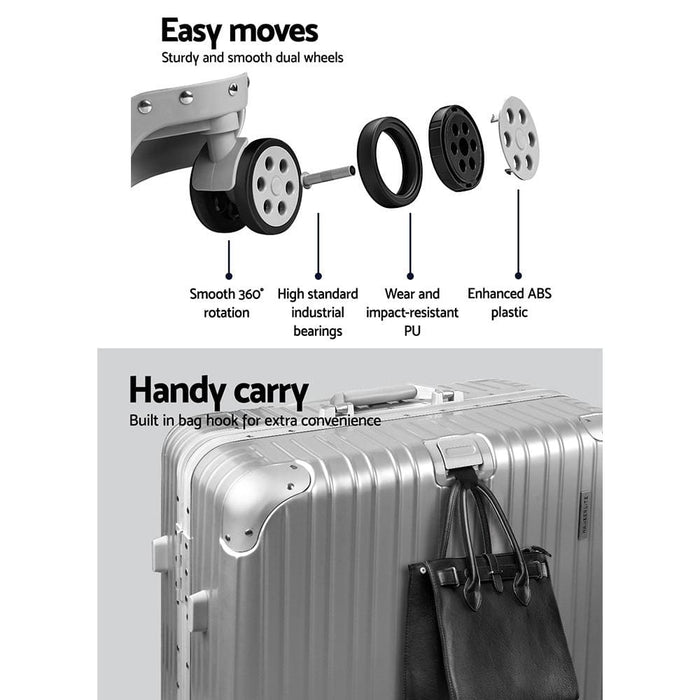 Wanderlite 28’ Aluminium Luggage Trolley - Silver