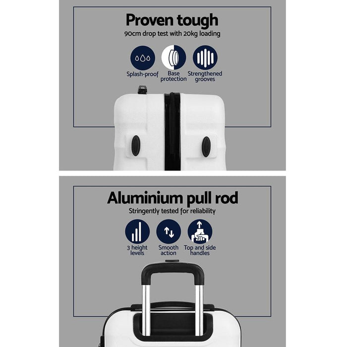 Wanderlite 3 Piece Lightweight Hard Suit Case Luggage White