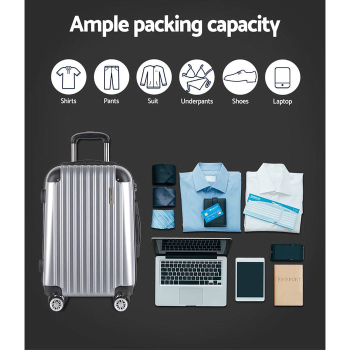 Wanderlite 3pc Luggage Sets Trolley Travel Suitcases Tsa