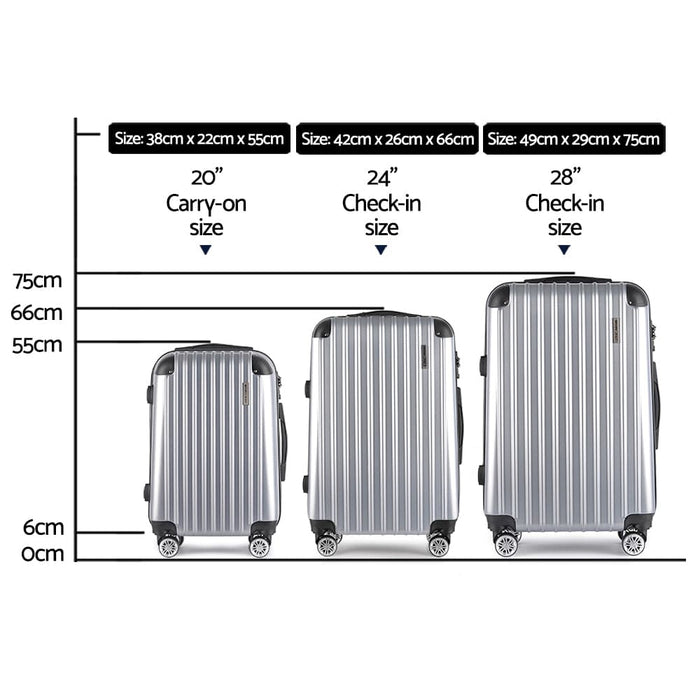 Wanderlite 3pc Luggage Sets Trolley Travel Suitcases Tsa