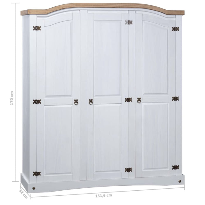 Wardrobe Mexican Pine Corona Range 3 Doors White Xnxlxx
