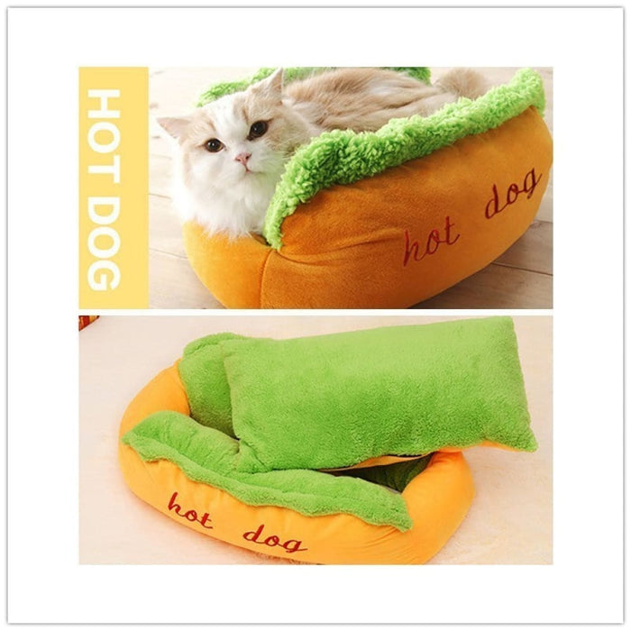 Warm Removable Soft Elastic Lounger Hot Dog Bed For Small