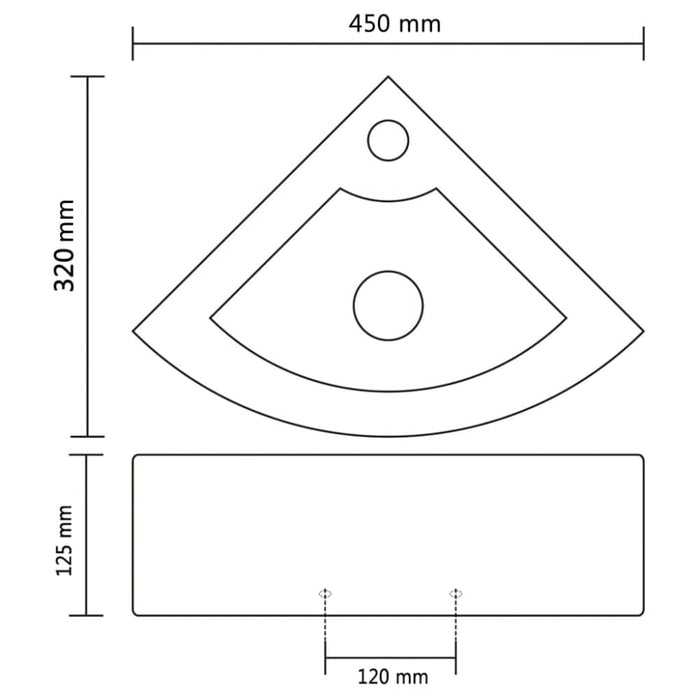 Wash Basin With Overflow 45x32x12,5 Cm White Oablki