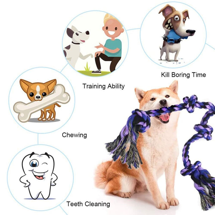 Washable Non-toxic 5 Knots Plastic Cotton Pet Toy