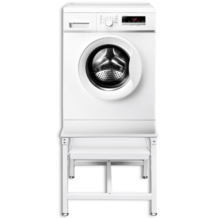 Washing Machine Pedestal With Pull-out Shelf White Pbaak