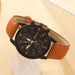 Men Watch Bracelet Set Fashion Business Brown Leather