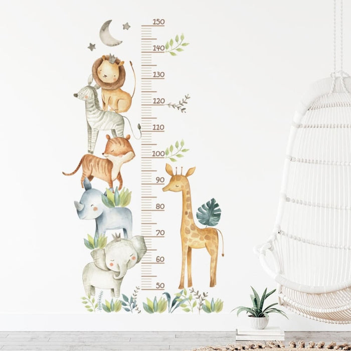 Watercolour Animals Height Chart Wall Stickers