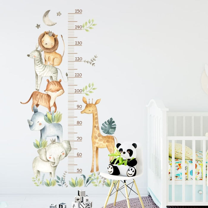 Watercolour Animals Height Chart Wall Stickers