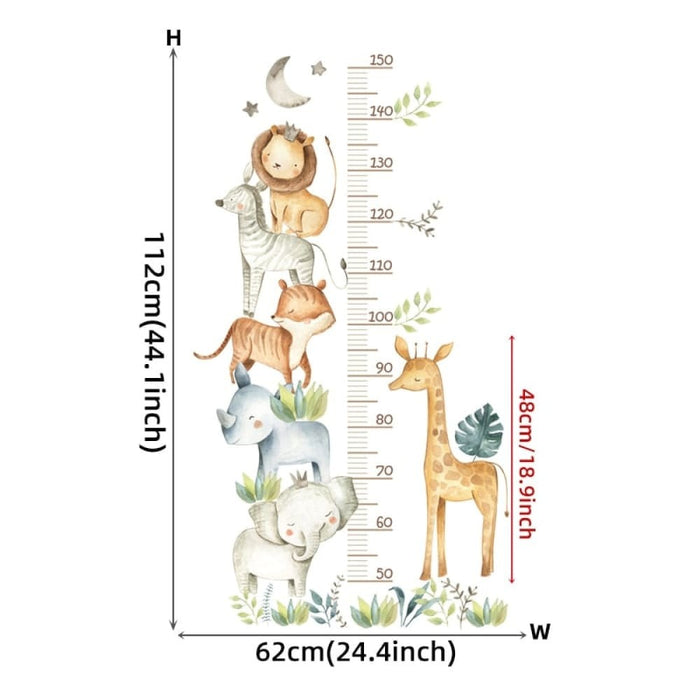 Watercolour Animals Height Chart Wall Stickers