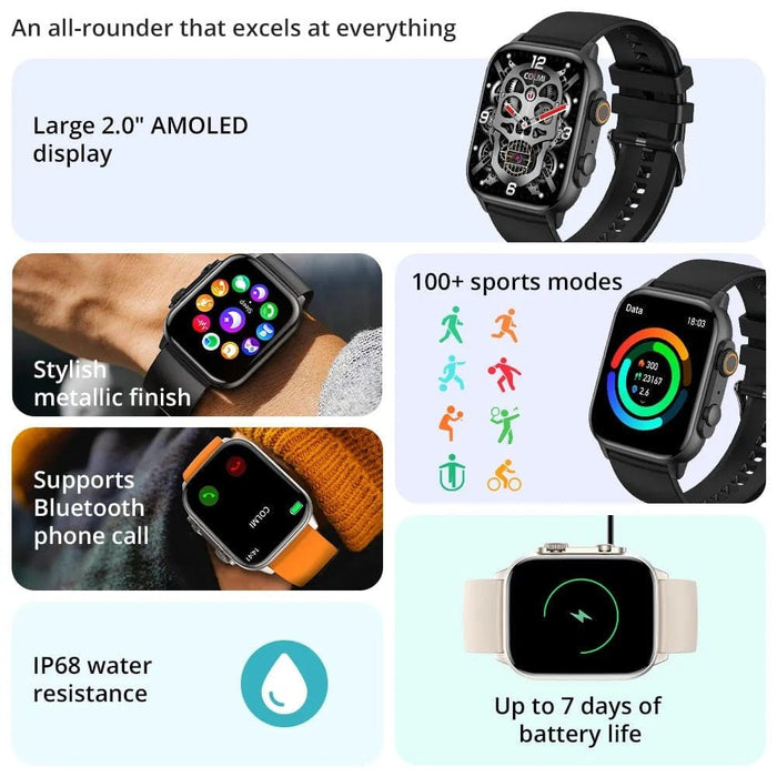 Waterproof 100 Sports Modes Smart Watch Support Aod For Men