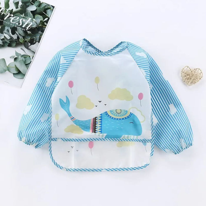 Waterproof Baby Smock Long Sleeve Cartoon Art Apron