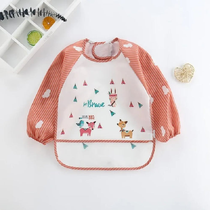 Waterproof Baby Smock Long Sleeve Cartoon Art Apron