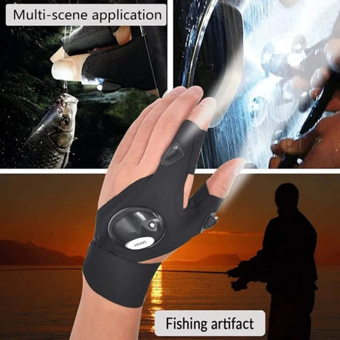 Waterproof Fingerless Led Night Gloves For Outdoor Fishing