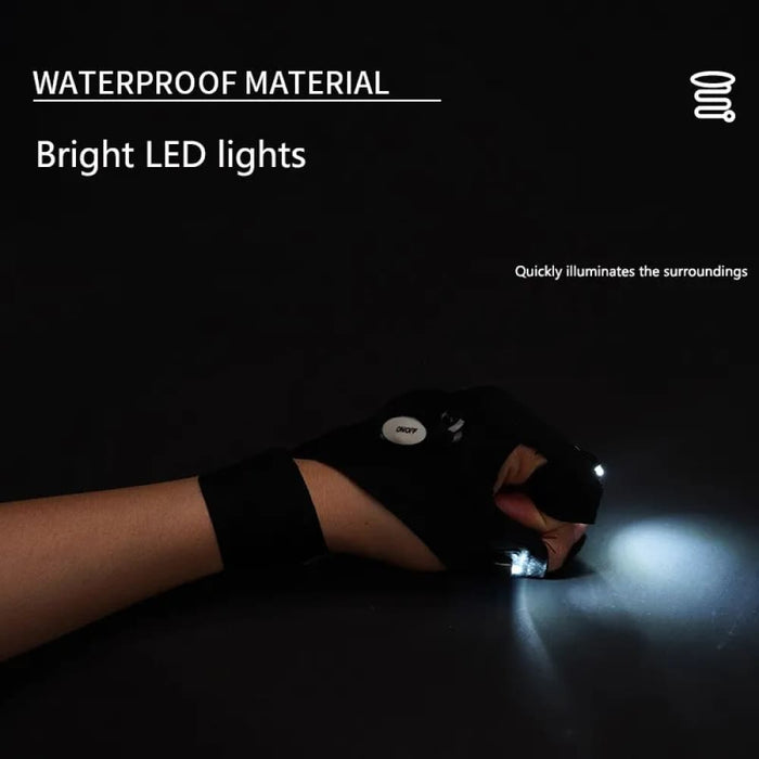 Waterproof Fingerless Led Night Gloves For Outdoor Fishing