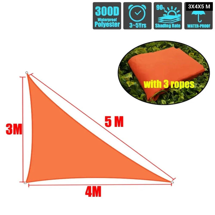 Waterproof Orange Sun Shade Sail For Outdoor Garden