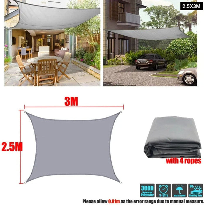 Waterproof Polyester Square Rectangle Shade Sail Garden