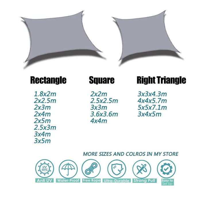 Waterproof Polyester Square Rectangle Shade Sail Garden