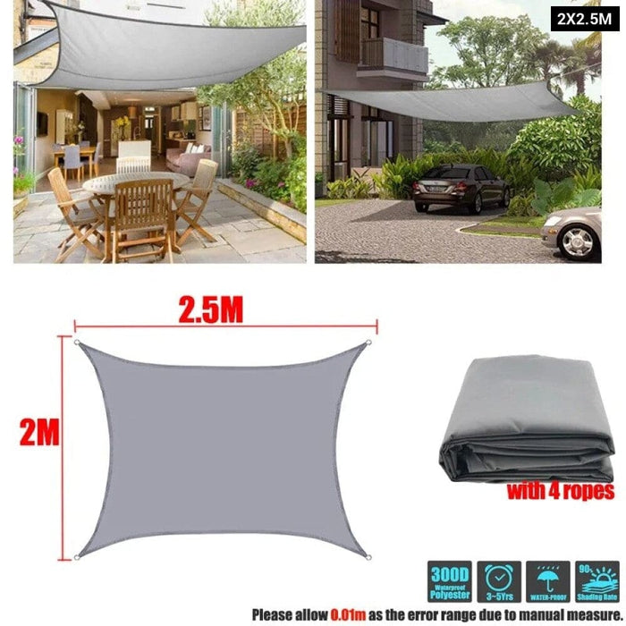 Waterproof Polyester Square Rectangle Shade Sail Garden