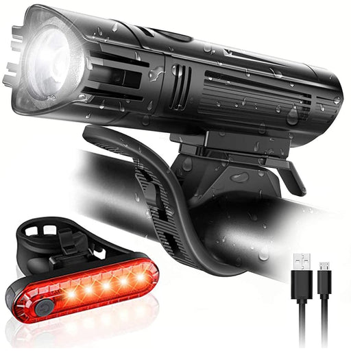 Waterproof Rechargeable Led Bike Lights Set (2000mah