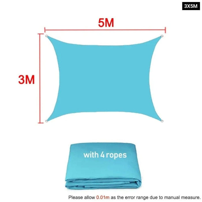 Waterproof Skyblue Square Rectangle Shade Sail Garden