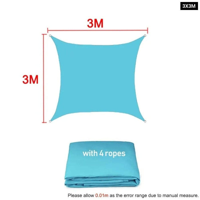 Waterproof Skyblue Square Rectangle Shade Sail Garden