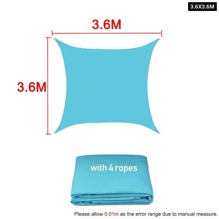 Waterproof Skyblue Square Rectangle Shade Sail Garden